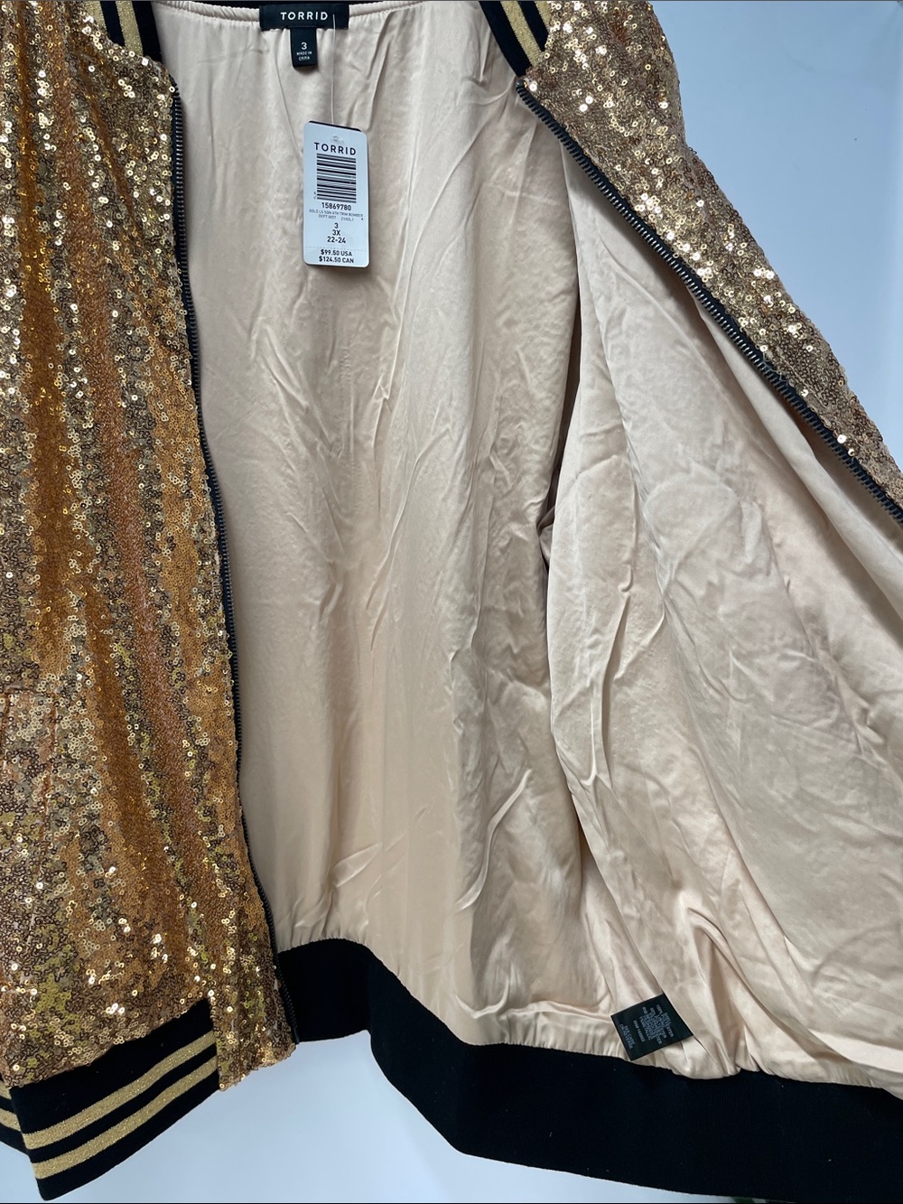 TORRID GOLD SEQUINED BOMBER JACKET FTL-04-214 - Picture 6 of 6